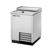 Stainless steel True Refrigeration TD-24-7-S-HC bottle cooler with sliding lid and vented panel