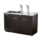 Black True Refrigeration TDD-2CT-HC draft beer cooler with dual taps and refrigerated storage