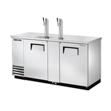 Stainless steel draft beer cooler with two taps and two doors, True Refrigeration TDD-3-S-HC