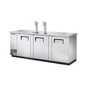 Stainless steel True Refrigeration TDD-4-S-HC draft beer cooler with dual tap towers