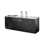 Black True Refrigeration TDD-4CT-HC Draft Beer Cooler with dual tap towers and three doors