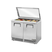 Stainless steel refrigerated prep table with glass lid for True Refrigeration Sandwich Salad Unit
