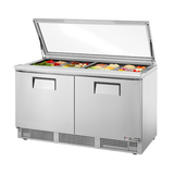 Stainless steel sandwich salad unit True Refrigeration TFP-64-24M-FGLID with glass lid