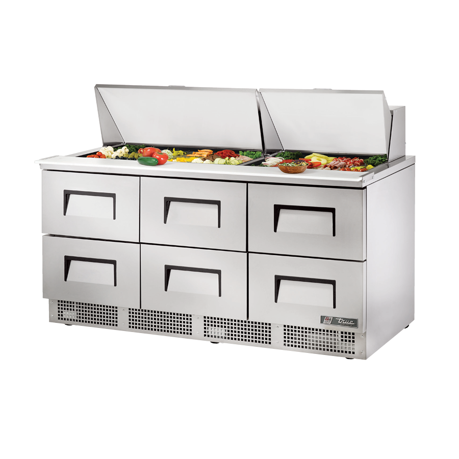 True Refrigeration TFP-72-30M-D-6 Sandwich/Salad Unit Three-section