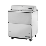 Stainless steel mobile milk cooler on wheels with hinged lid for efficient storage