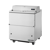 Mobile milk cooler on wheels with hinged lid, True Refrigeration TMC-34-S-SS-HC model