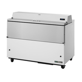 Stainless steel mobile milk cooler on wheels with lift-up lid for efficient storage