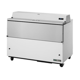 Stainless steel mobile milk cooler on wheels with lift-up lid for efficient storage