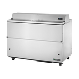 Stainless steel True Refrigeration mobile milk cooler on wheels for efficient storage