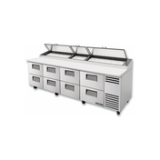 Commercial Stainless Steel Pizza Prep Table with Drawers and Hinged Lid by True Refrigeration