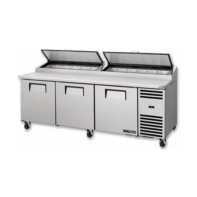 True Refrigeration TPP-AT2-93-HC Pizza Prep 33-41°F Pan Rail Stainless Steel Cover