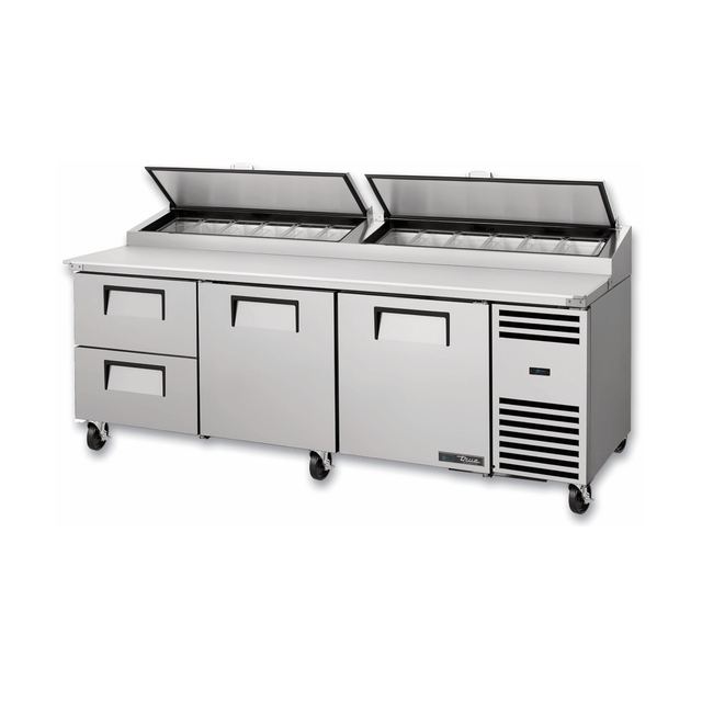 True Refrigeration TPP-AT2-93D-2-HC Pizza Prep 33 41°F Pan Rail