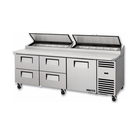 True Refrigeration TPP-AT2-93D-4-HC Pizza Prep 33 41°F Pan Rail