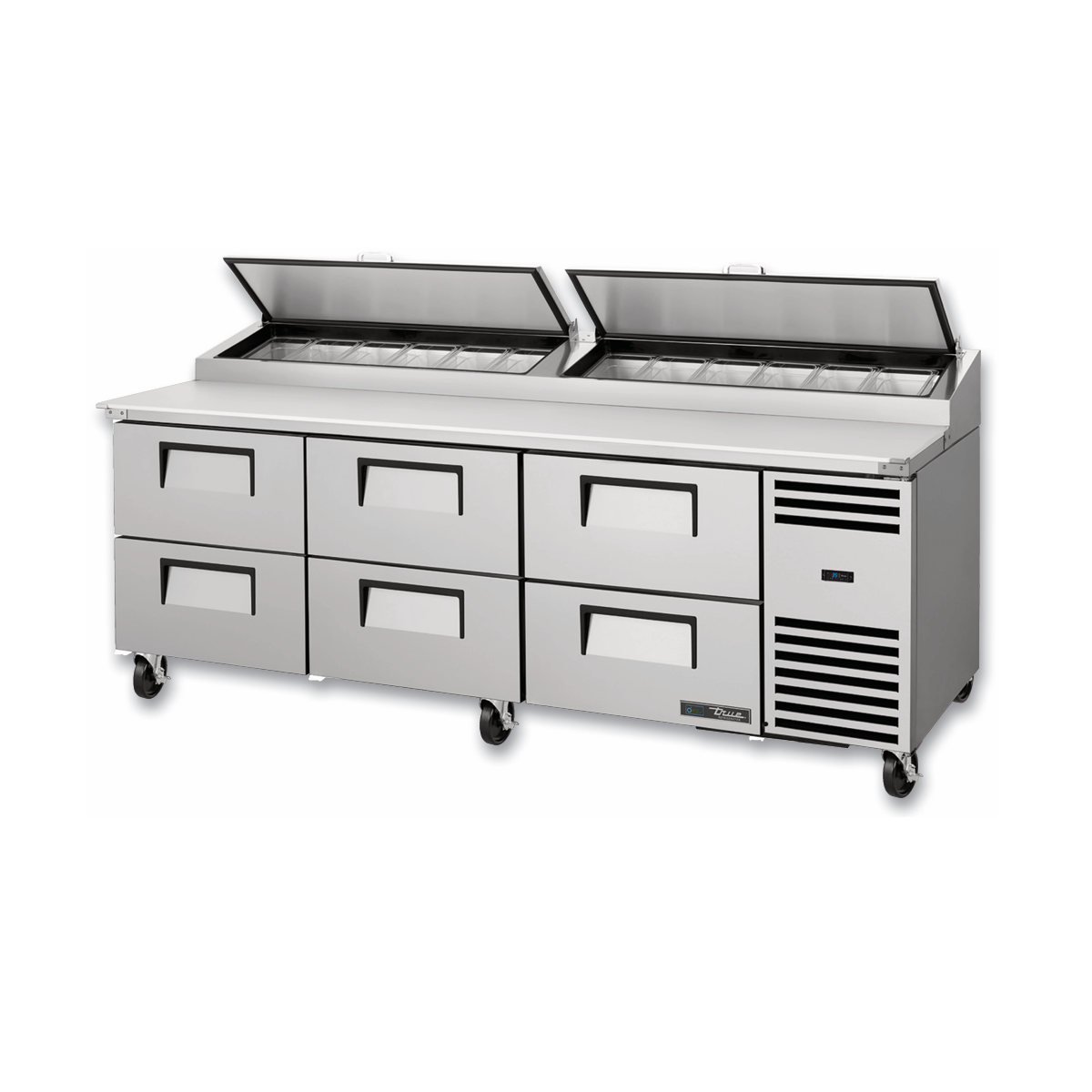 True Refrigeration TPP-AT2-93D-6-HC Pizza Prep 33 41°F Pan Rail