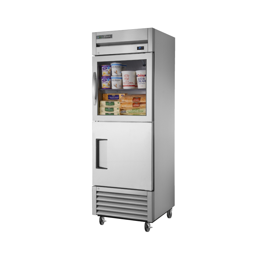 Stainless steel True Refrigeration TS-23-1-G-1-HC~FGD01 refrigerator with glass and solid doors