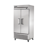 Stainless steel True Refrigeration TS-35-HC double-door refrigerator on wheels