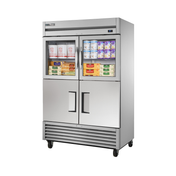 Commercial stainless steel True Refrigeration TS-49-2-G-2-HC~FGD01 refrigerator with glass doors