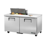 Stainless steel True Refrigeration TSSU-60-08-HC Sandwich Salad Unit with condiment rail