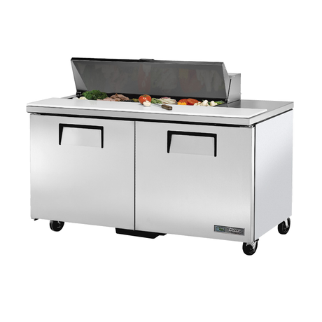 Stainless steel True Refrigeration TSSU-60-12-HC Sandwich Salad Unit with hinged lid