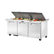 Stainless steel commercial refrigerated prep table for the True Refrigeration Sandwich Salad Unit