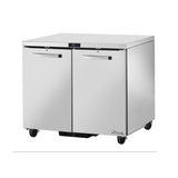 Stainless steel True Refrigeration undercounter refrigerator on wheels for versatile storage