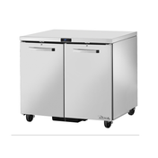 Stainless steel True Refrigeration undercounter refrigerator on wheels for versatile storage