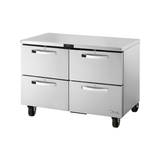 Stainless steel True Refrigeration TUC-48F-D-4-HC Spec Series Undercounter Freezer on wheels
