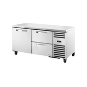 Commercial True Refrigeration TUC-67D-4-HC deep undercounter refrigerator on wheels