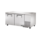 Stainless steel Deep Undercounter Freezer True Refrigeration TUC-67F-HC with two doors