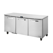 Stainless steel True Refrigeration TUC-72-HC~SPEC3 undercounter refrigerator on wheels