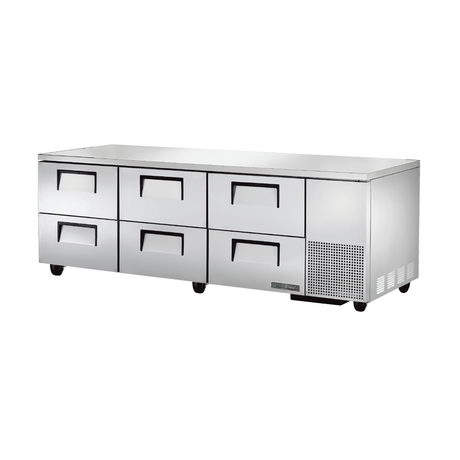 Stainless steel Deep Undercounter Refrigerator with six drawers by True Refrigeration