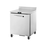 Stainless steel True Refrigeration Spec Series Work Top Refrigerator on wheels