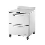 Stainless steel True Refrigeration TWT-27D-2-HC~SPEC3 Work Top Refrigerator on wheels