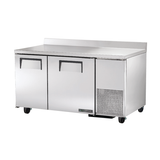Stainless steel True Refrigeration TWT-60-32-HC deep work top refrigerator with backsplash