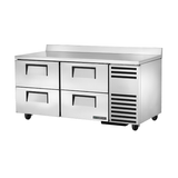 Stainless steel True Refrigeration TWT-67D-4-HC deep work top refrigerator with drawers