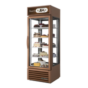 Glass-fronted True Refrigeration G4SM-23-HC~TSL01 specialty merchandiser with brown trim