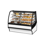 Curved glass bakery display case in True Refrigeration Dual Zone display merchandiser