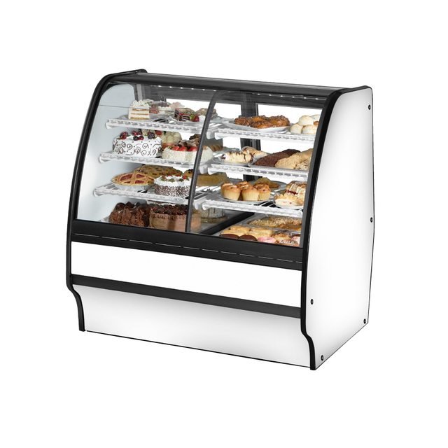 Curved glass bakery display case in True Refrigeration Glass Merchandiser Dual Zone