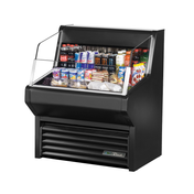 Black True Refrigeration THAC-36-HC-LD horizontal air curtain merchandiser with angled glass